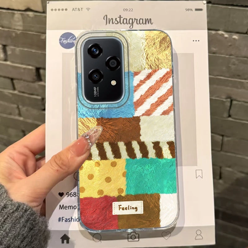 

Retro Splicing Leopard Phone Case For Honor Magic7 6 5 400 200 Lite Pro 90 Smart X9c X9a X8a X8b X8c X7c Girls Funda Cover Coque