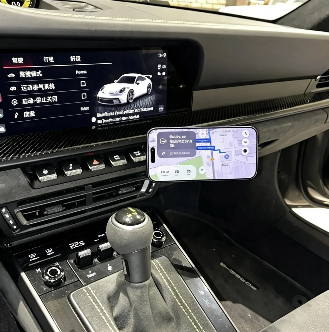 Phone magnetic mount For Porsche 2020+ 911 (992.2) (LHD/RHD), interior accessories, fitting Carrera 4, GTS 4, GT3, Turbo S model