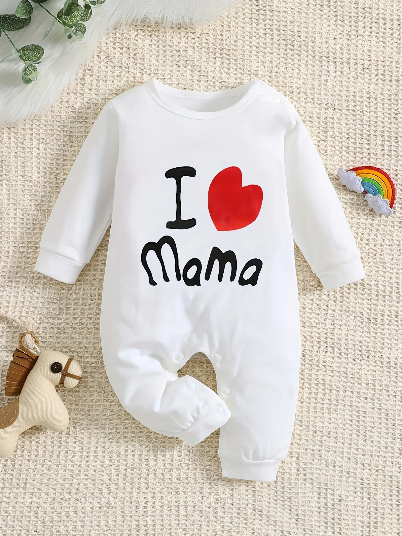 I Love Mama&papa Long-Sleeve Crotch-Closure Romper Perfect for Outdoor 100% Cotton Breathable Jumpsuit Baby Clothing