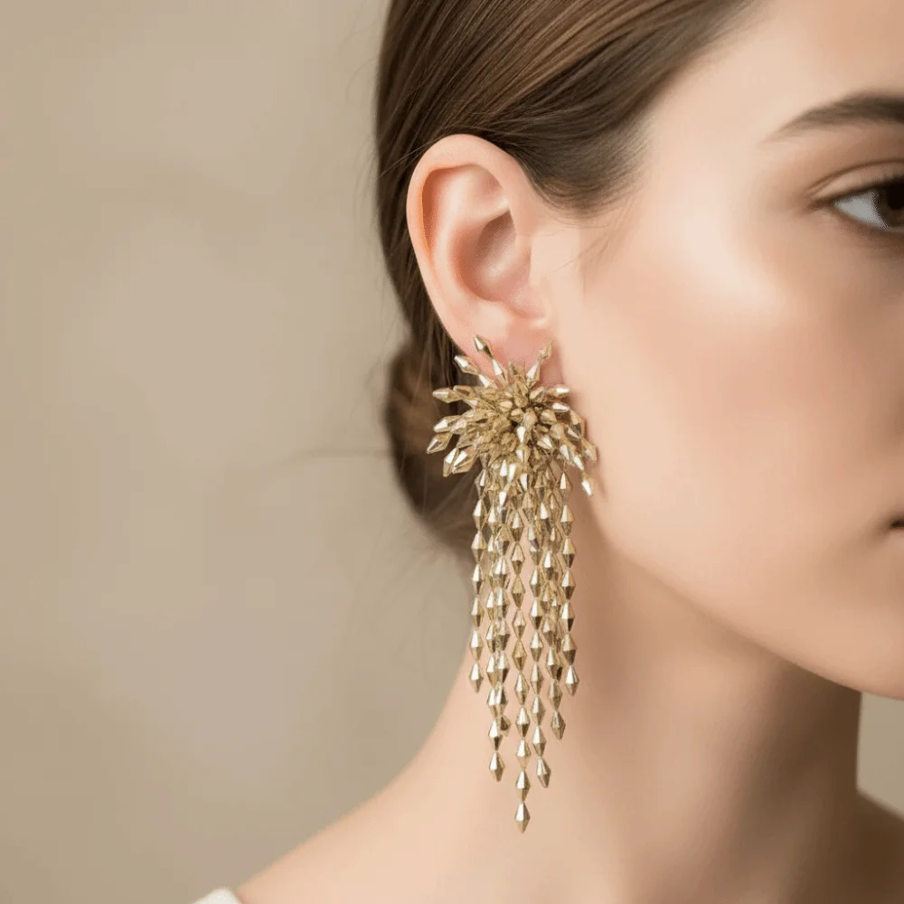 1Pair New Exaggerated Explosion Earrings High End Plastic Ear Jewelry Flower Tassel Earrings Beads Earrings