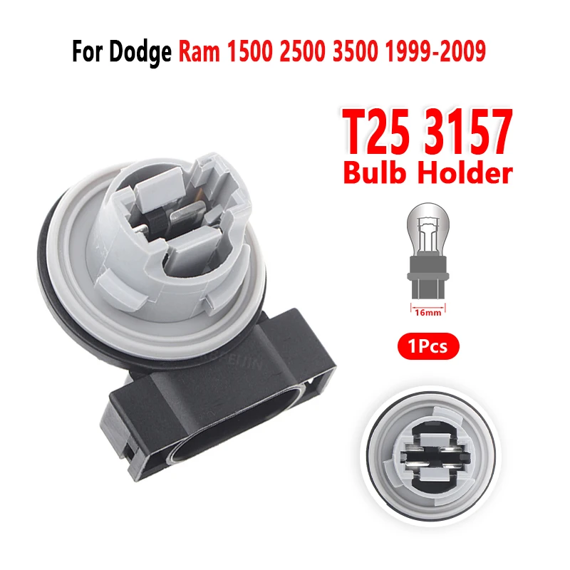 For Dodge Ram 1500 2500 3500 Headlight Corner Light Socket T25 3157 Bulb Holder Car Lamp Base Accessories 1999 to 2009 1 Pcs