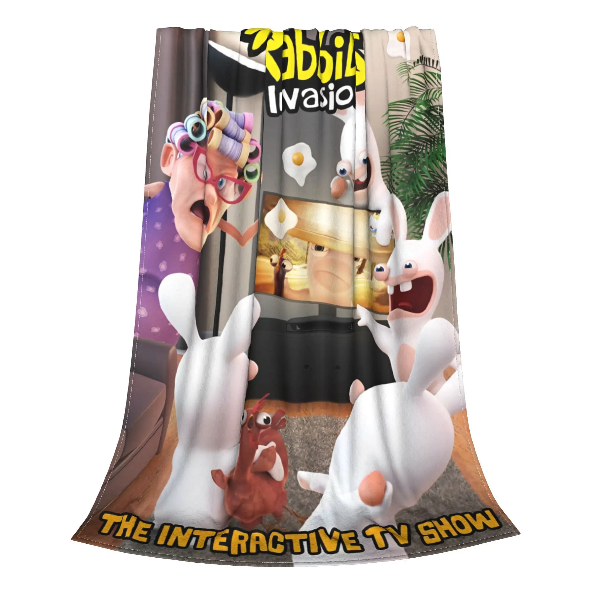 New Arrival Invasion Rabbits Anime Funny Blanket Lightweight Thin Coral  Plush  Relax Throw Blankets Machine Washable