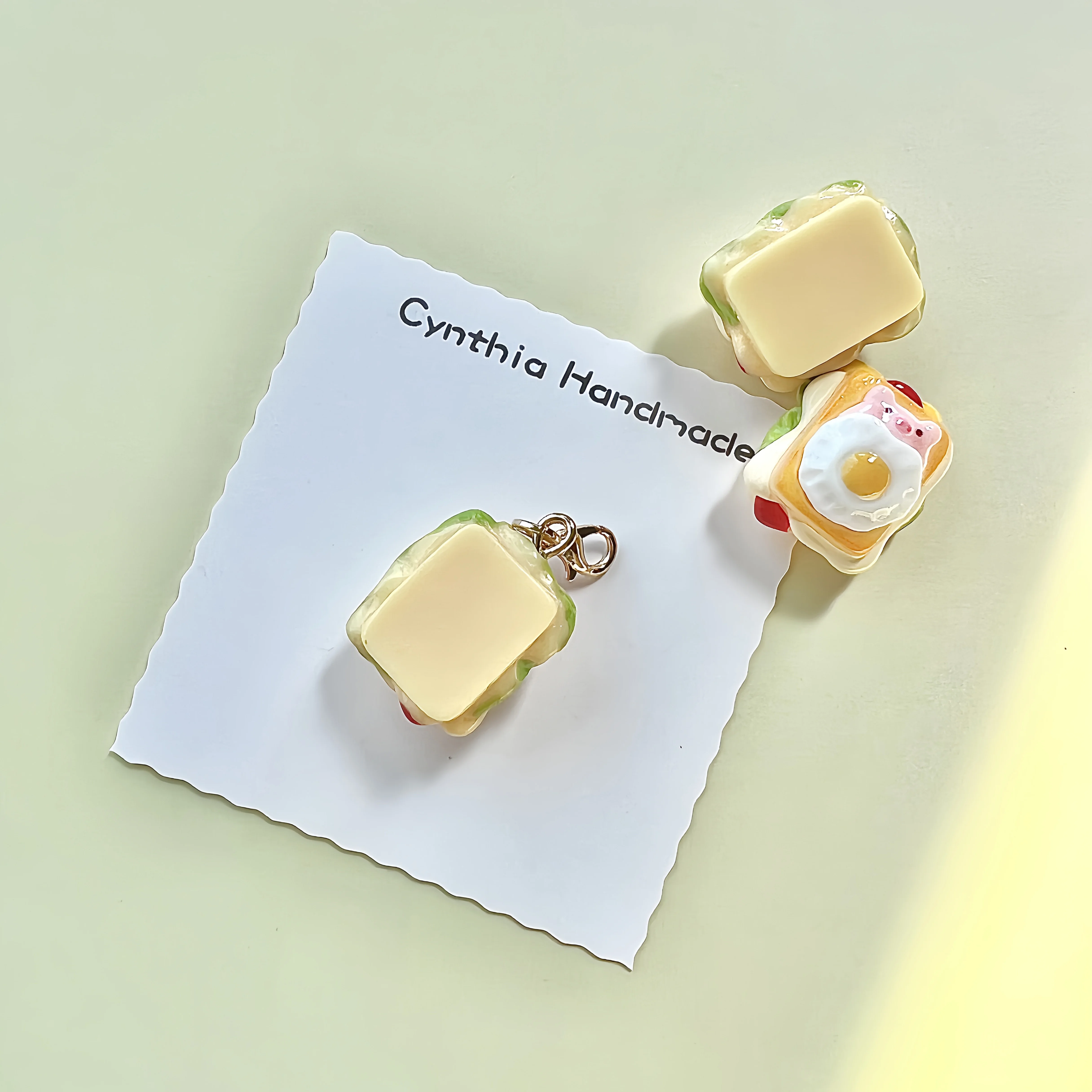 Adorable Handmade Piggy Sandwich Style  Food Toy Miniature Keychains Ideal Bag Accessories and Keyring Gifts for Women