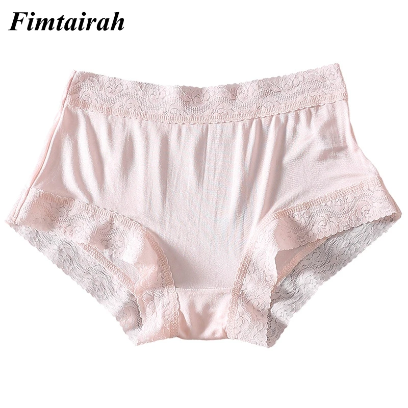 breathable seamless loose large size underwear women thin New silk women's mid-waist underwear mulberry silk lace lace