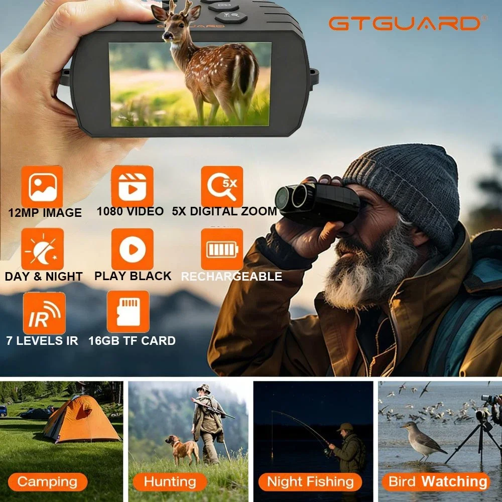[Genuine] GTGUARD N6 1080PHD Night Vision Binoculars Goggles 5X Digital Zoom Infrared Outdoor Night-Visions Device Day/Night Use