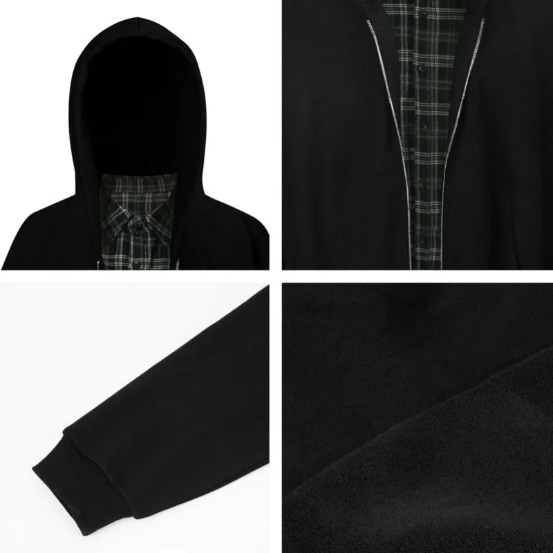 سويت شيرت بغطاء للرأس بسحاب أمريكي مخملي للرجال والنساء مع إحساس التصميم المتخصص، سترة قميص مربعة مكونة من قطعتين