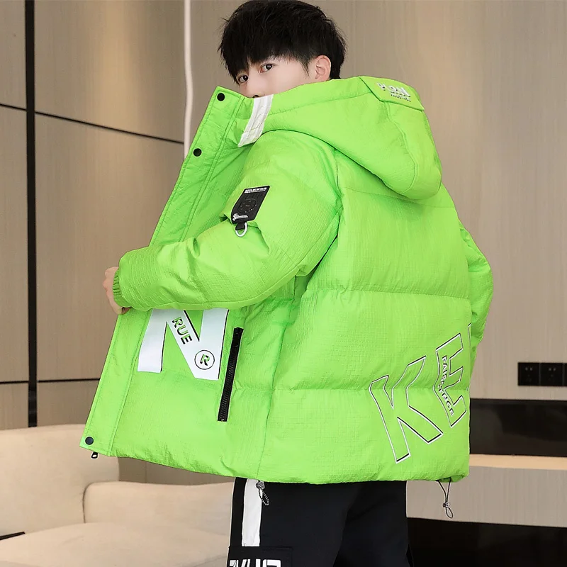 

Casual Warm Hooded Cotton-Padded Jackets New 2025 Winter Youth High Streetwear Loose Parkas Clothing Windproof Thicken Top Coats