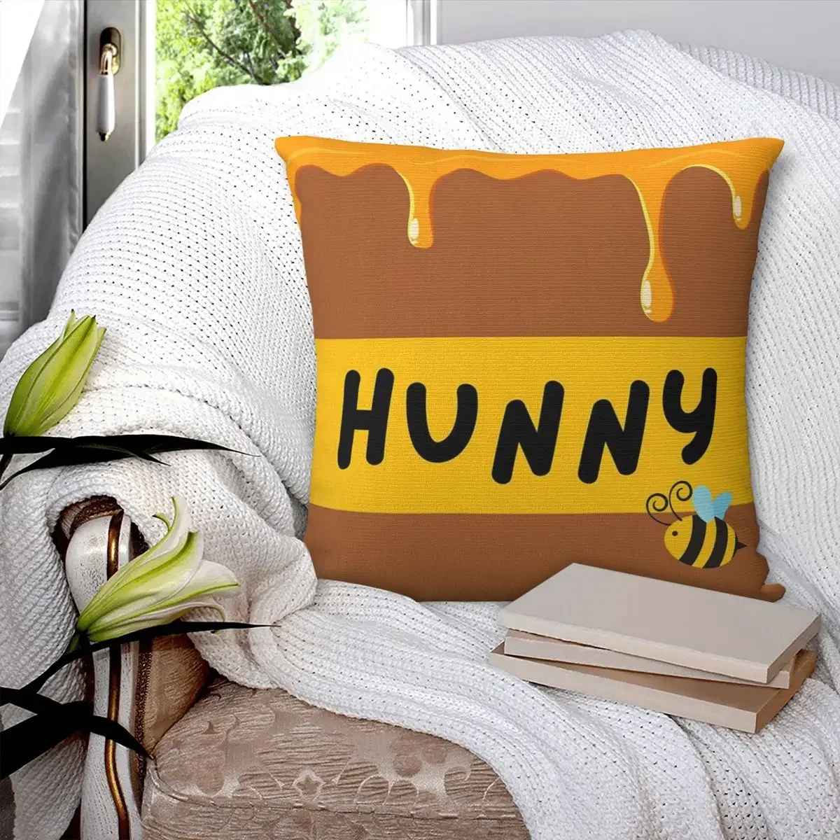 Winnie The Pooh Hunny Pot Drawstring Bag Pillowcase Polyester Pillow Cover Cushion Comfort Throw Pillow Sofa Decorative Cushions