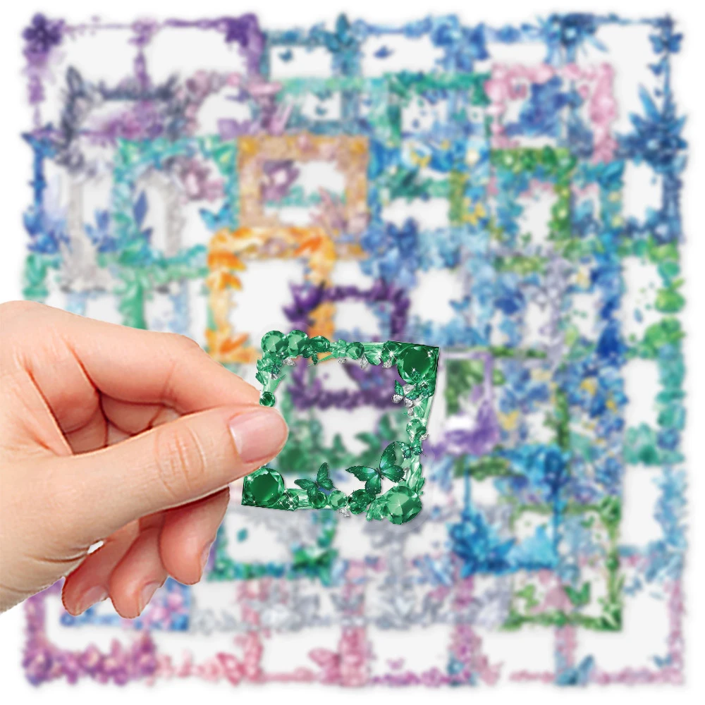 10/30/50pcs Transparent Cute INS Style Butterfly Crystal Frame Stickers for Stationery Diary Phone Case Kawaii Sticker Toys