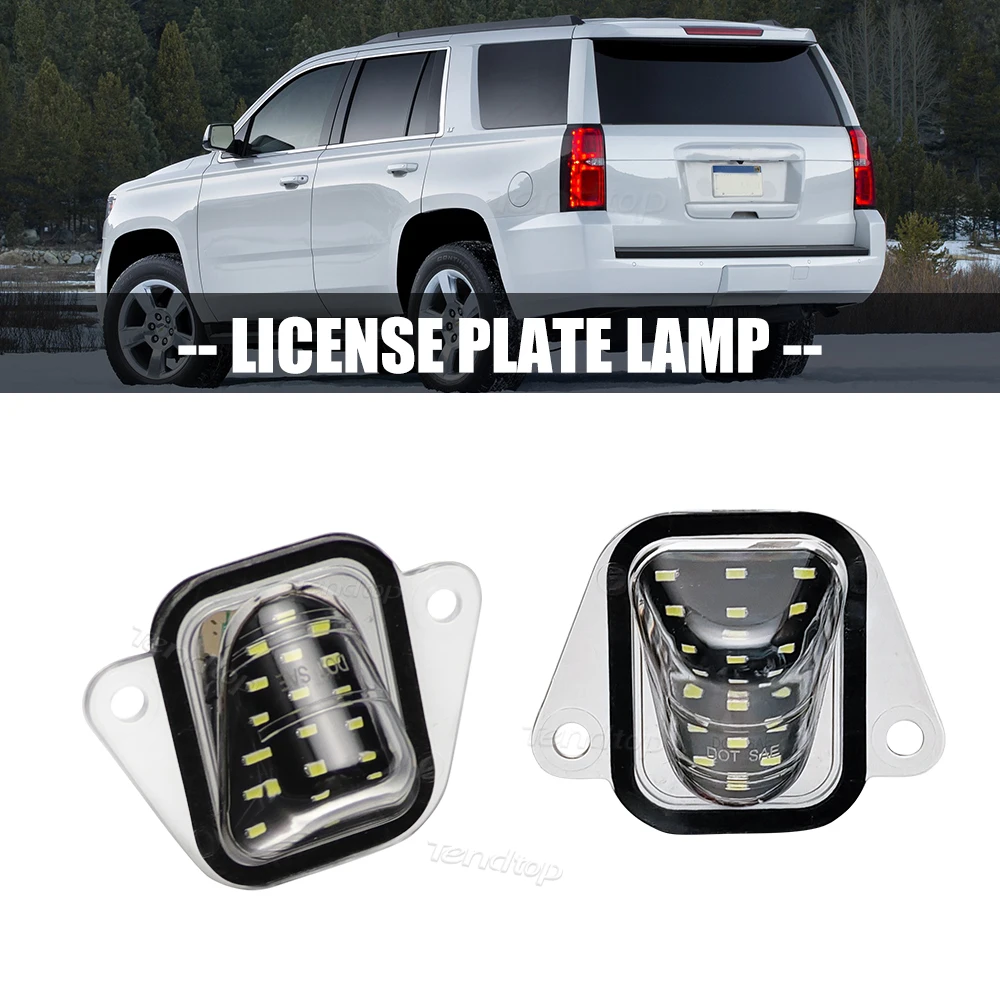 2Pcs LED License Plate Light Car Number Lamp For Chevrolet Suburban 1500/2500 Tahoe GMC Yukon Cadillac Escalade 2007-2014