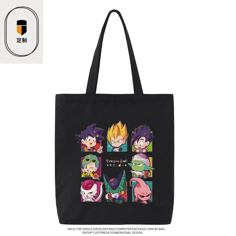 Bolsa de Lona con Diseño de Vegeta y Son Goku de Dragon Ball, Linda Bolsa de Almacenamiento de Anime, Bolsa de Compras, Mercancía de Anime al por Mayor