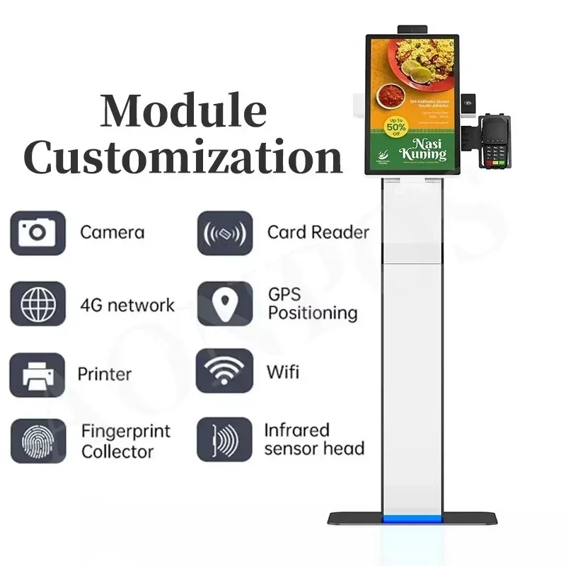 Custom Modular Configuration Self Ordering Machine Kiosk Rfid Reader Smart Self Service Machine for Supermarkets Hotels Resorts