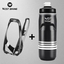 WEST BIKING Cycling Water Bottle Cold Insulation Portable Thermal 620ml Kettle Outdoor Sports Fitness Equipment With Cup Holder