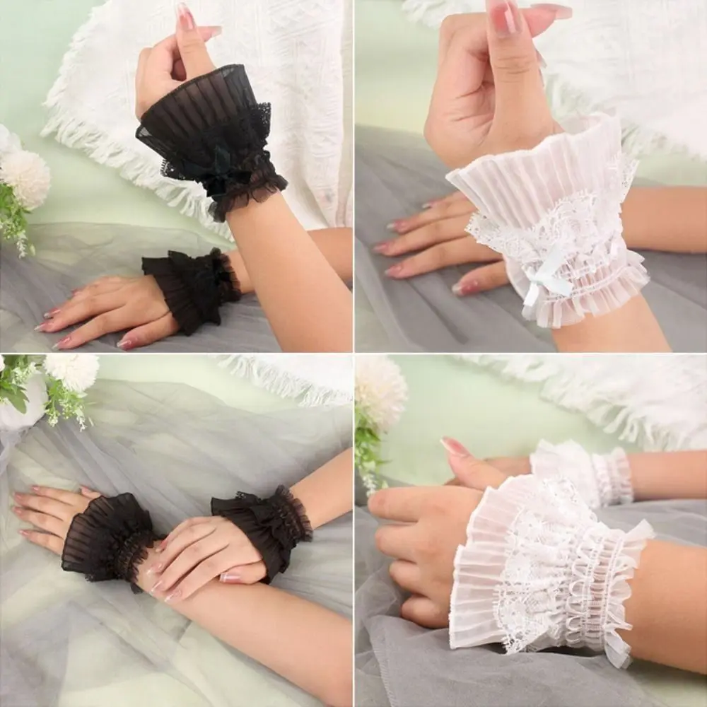 

Victorian Detachable Sleeves Cuffs Comfortable Detachable Lace Ruffled Wrist Costume Accessory Soft Fake Sleeves Cuffs