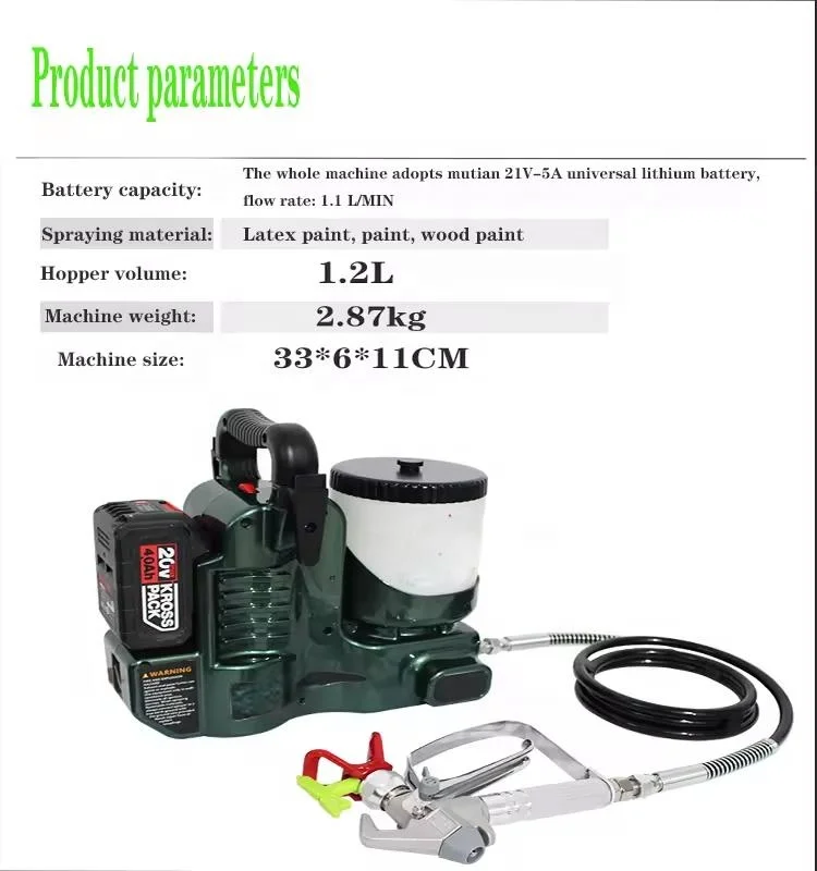 21V Battery Powered Cordless Quickshot Mini Airless Paint Sprayer