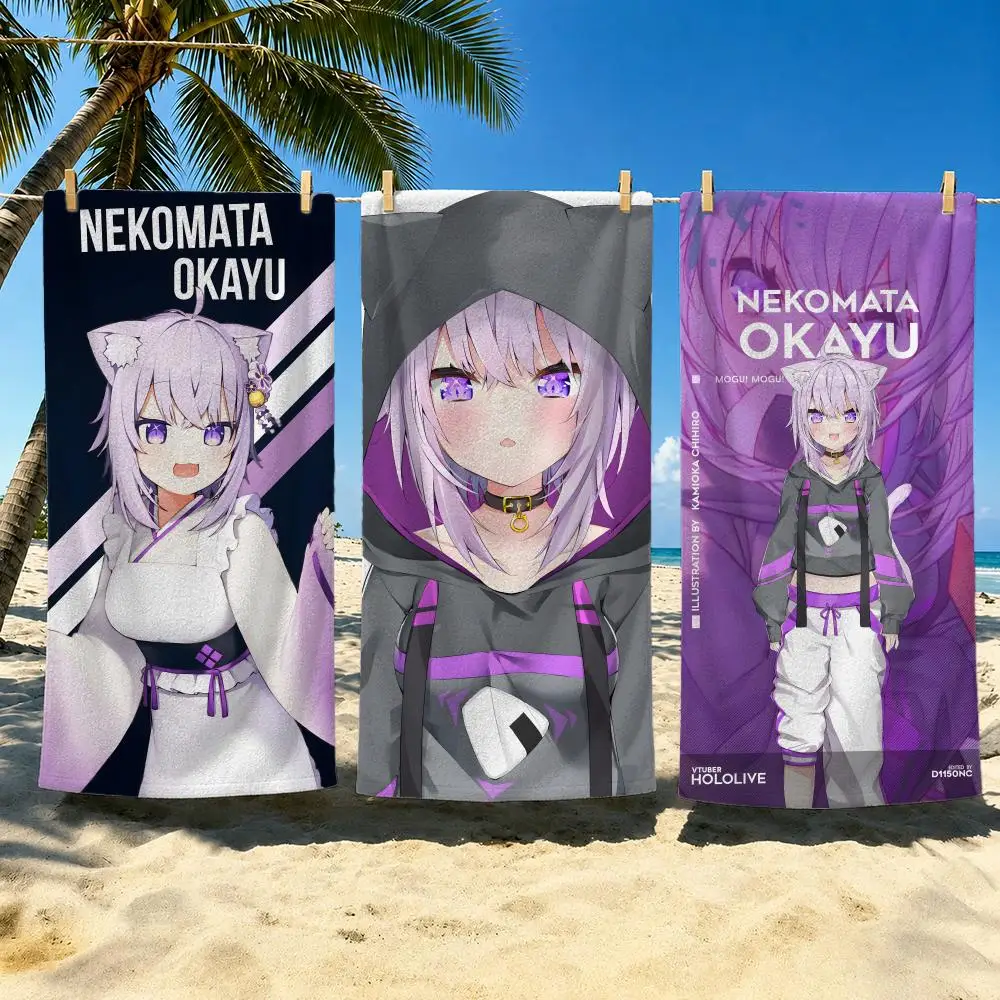 VTuber Nekomata Okayu Towel Towel Soft Pool Gift For Travel Gym Shower Cool Camping Quick Dry Sports  Large Beach Towel