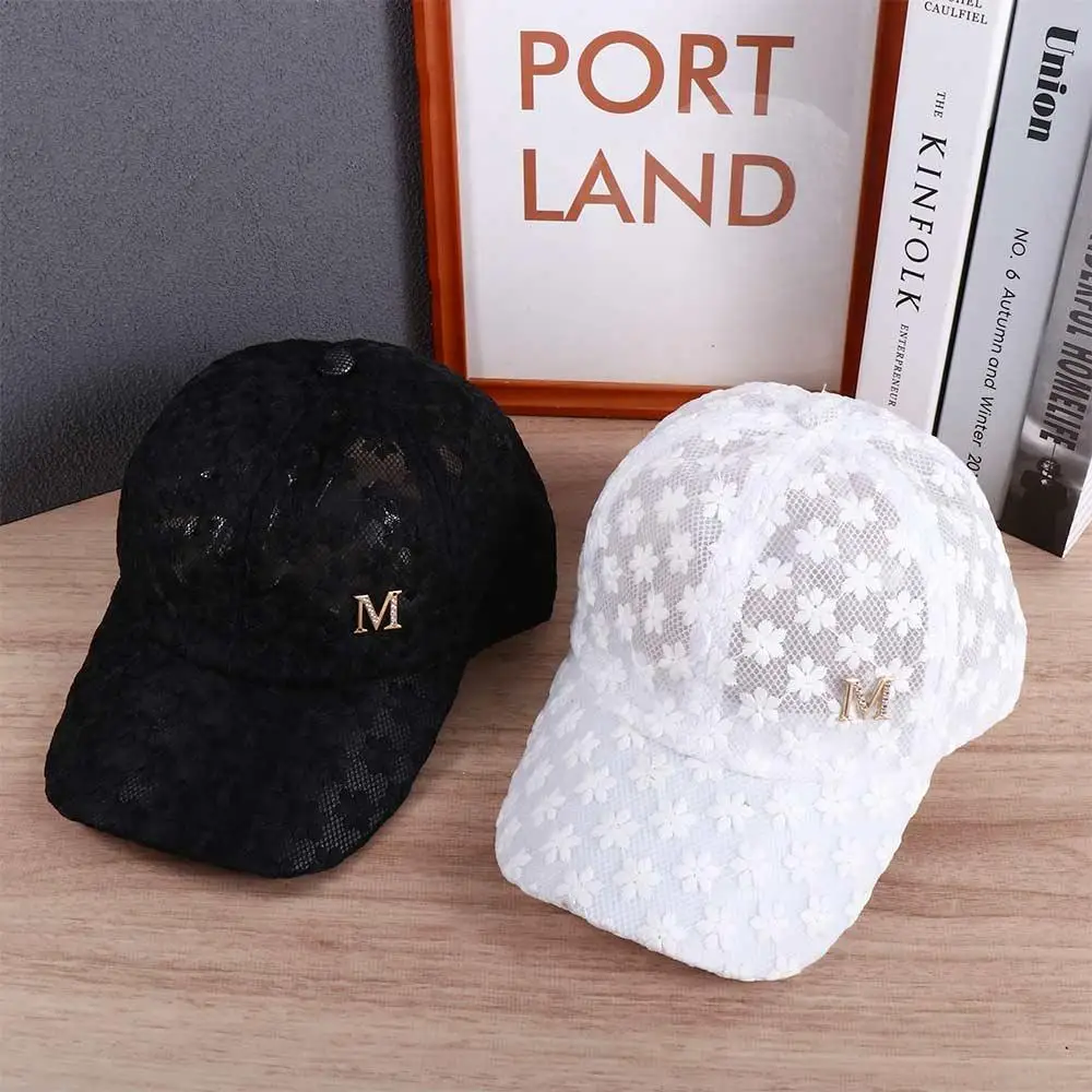 Breathable Adjustable Girls Outdoor Hip Hop Korean Mesh Hat Visors Cap Flower Baseball Cap Lace