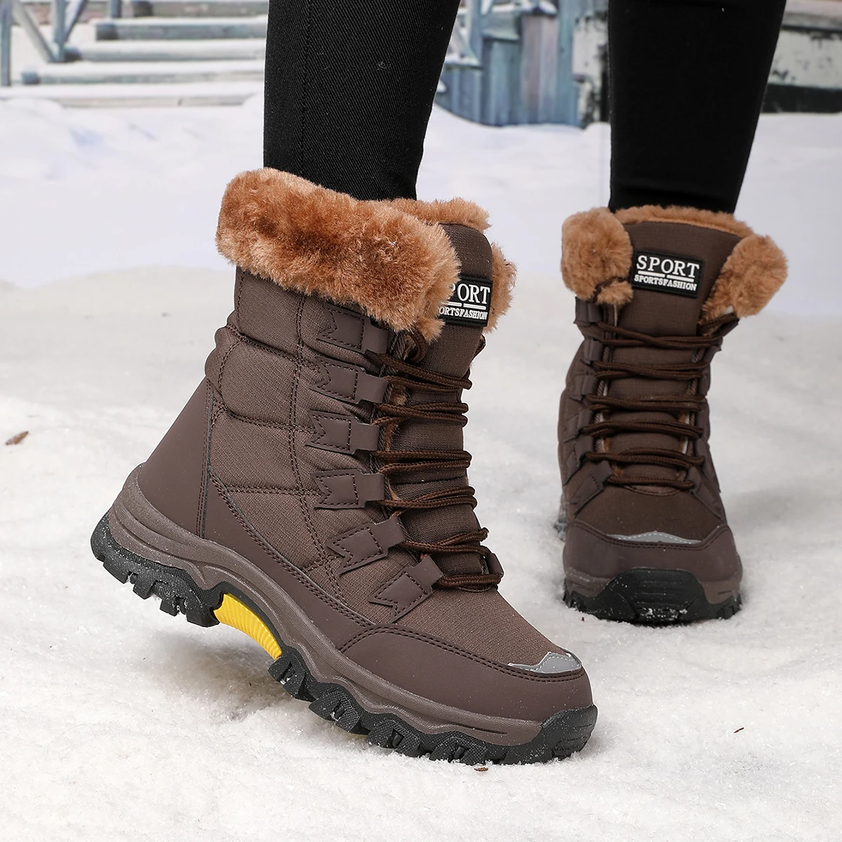 

Женские зимние сапоги высокого качества, сохраняющие тепло, водонепроницаемые, до середины икры, для снега, удобные, высокие, для походов