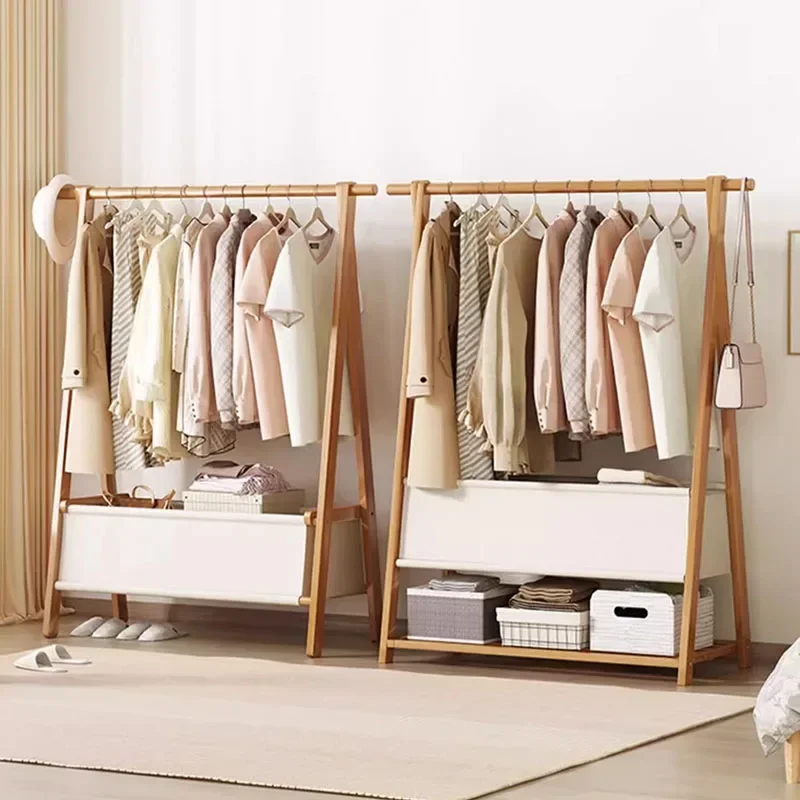 

-Bamboo Evening Dress Coat Stand Hat Bag Pants Wardrobe Nordic Clothes Hanger Open Drying Cheap Rack Para Ropa Home Furniture