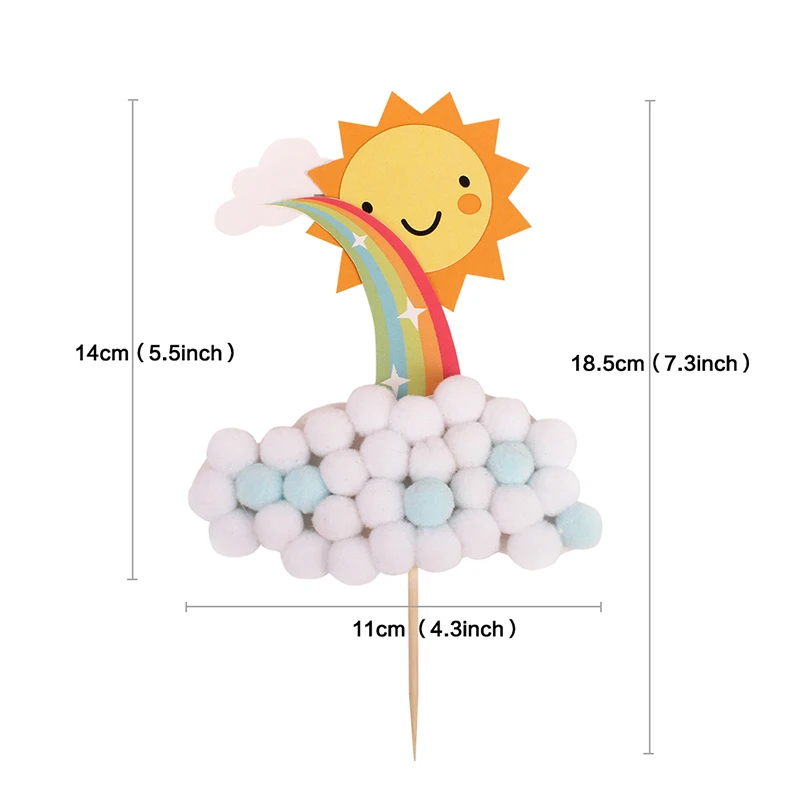 Arcobaleno Cake Topper Con Stelle – Decorazione In Morbida Gomma Per Torte – Con Nuvole E Bastoncini In Plastica – Riutilizzabile – Ideale Per Compleanni, Baby Shower E Feste A Tema