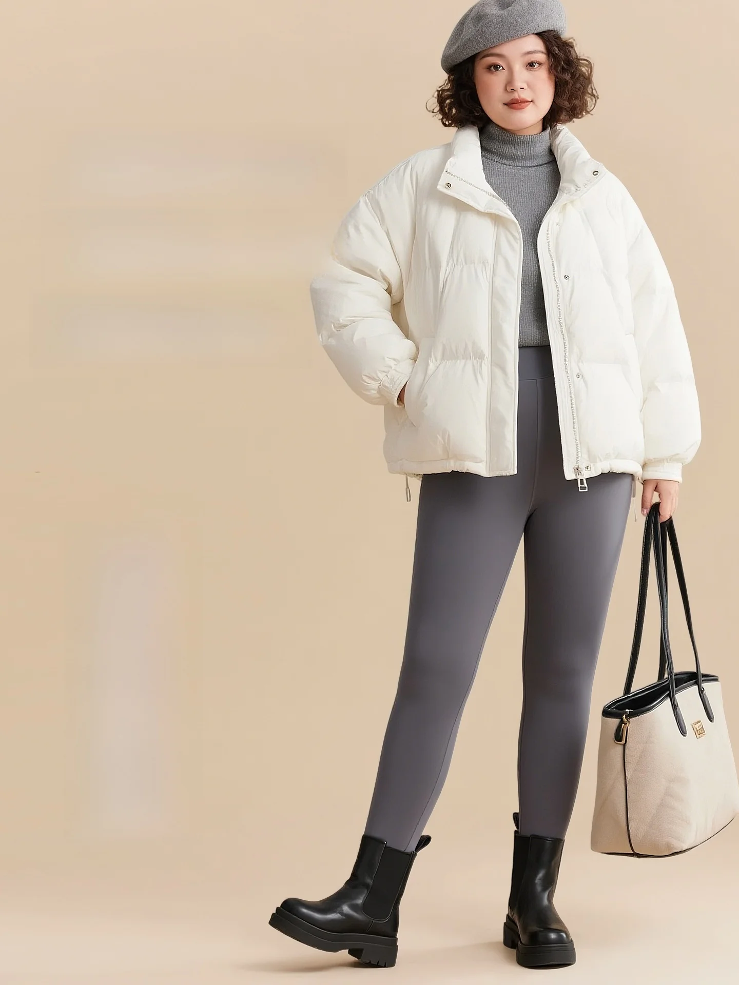 Plus Size Dames Yogabroek Hoge Taille Lange Legging Fce Gevoerd Arkskin Ontwerp Vrijetijdskleding Bovenkleding Afslanken Bot