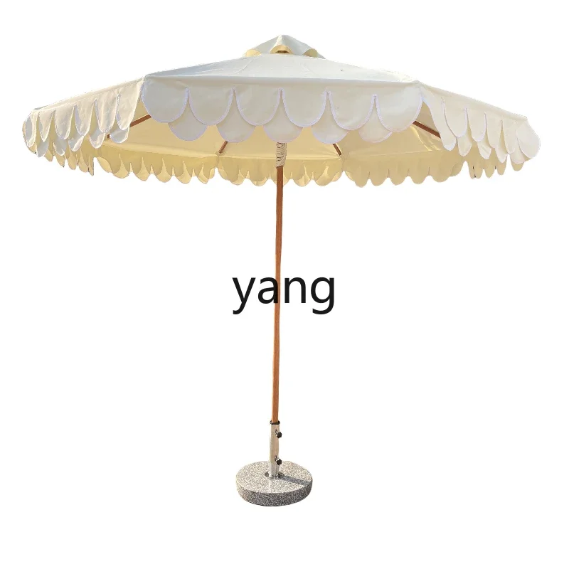 LMM， Outdoor Balcony Sun Umbrella Aluminum Alloy Middle Post 8 Bone Double Layer Wave Umbrella with Vertical Edge