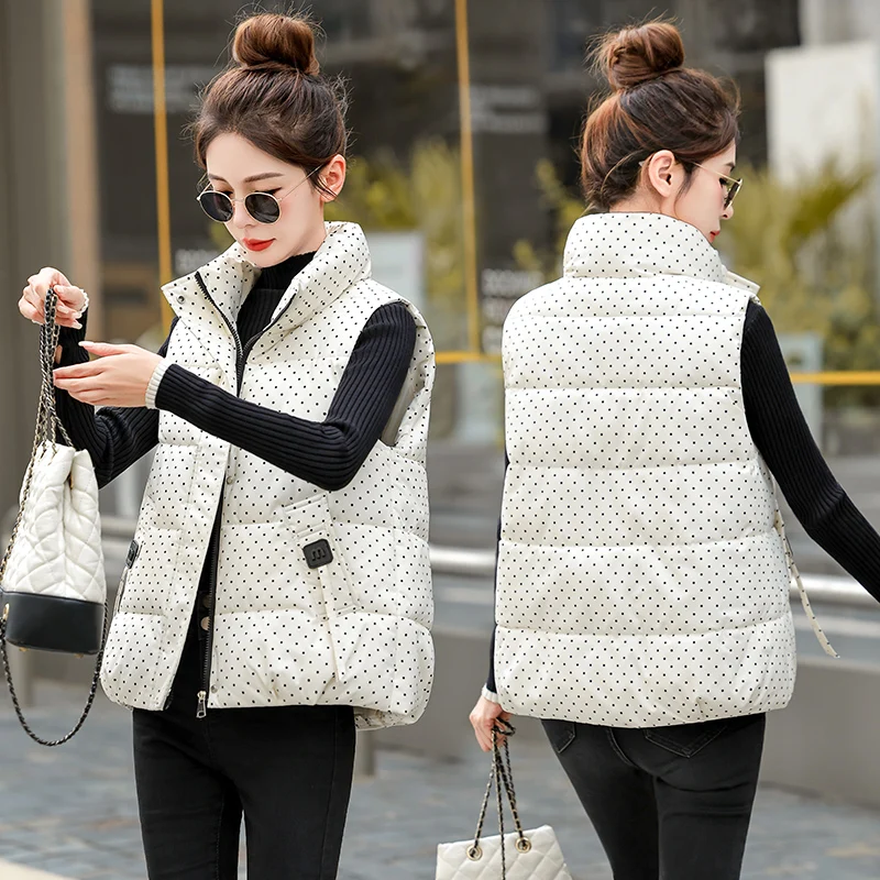 

2025 New Women's ort Loose Thiened Stand Collar down Cotton Vest Autumn Winter Outerwear Color Commute Sle Polyes...