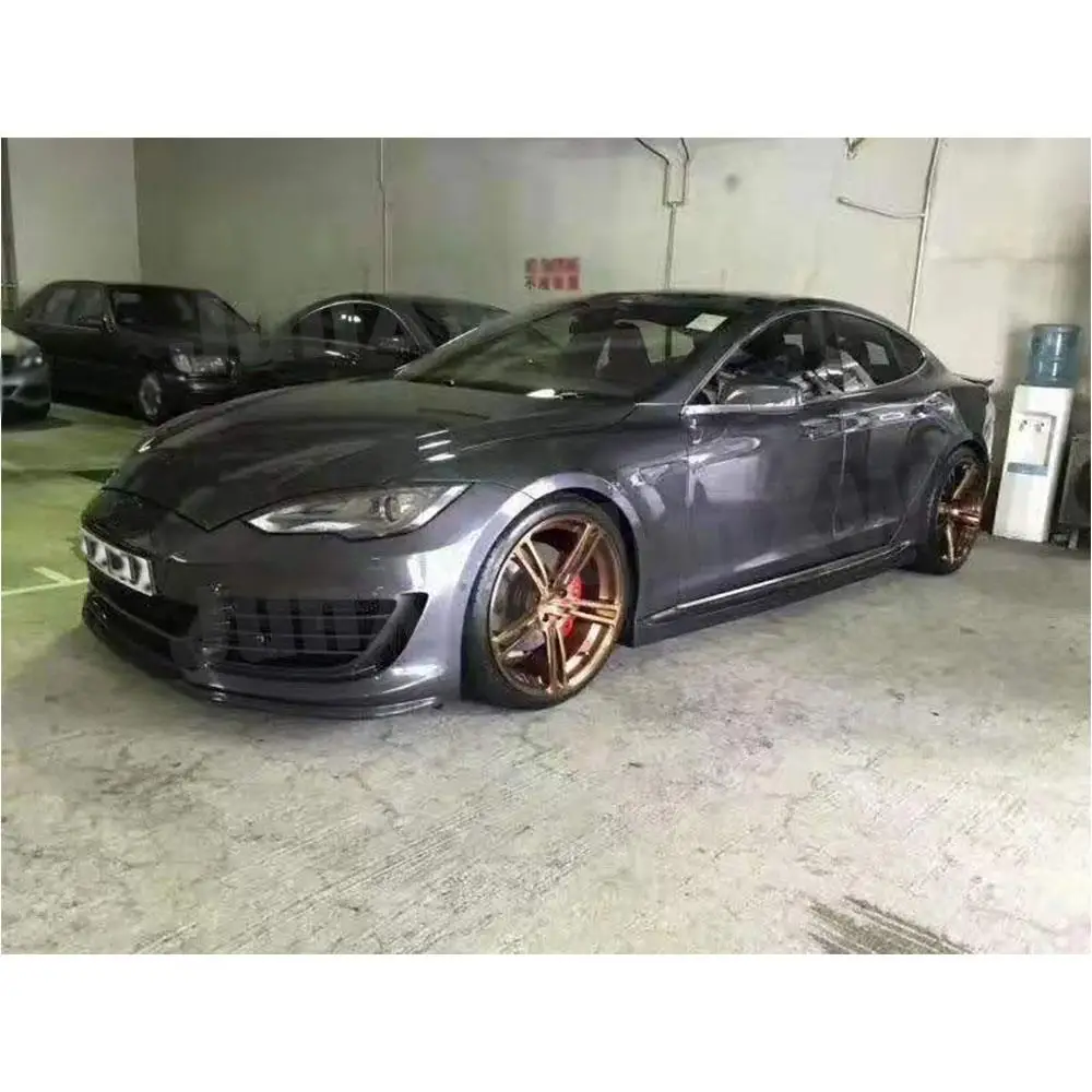 High quality FRP unpainted Front Bumper Guard for Tesla Model S Sedan 4 Door 2017-2019 Head Bumper Body Kits Car Decoration