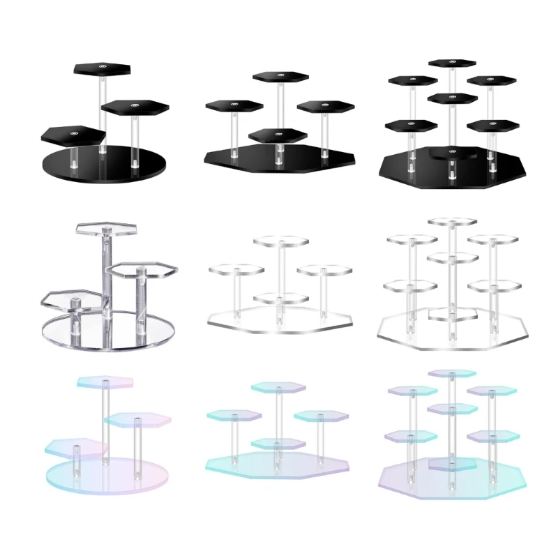 

Fast Reach Portable Hexagonal Acrylic Step Shelf Durable Storage Shelves Rack for Collectible Figures and Accessories