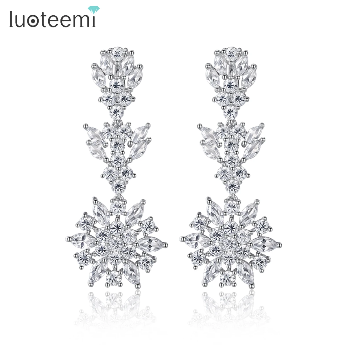 

LUOTEEMI Luxury Women Dangle Earrings Vintage Brilliant Drop Jewelry for Women Ladies Elegant Decoration Wedding Party Ceremony