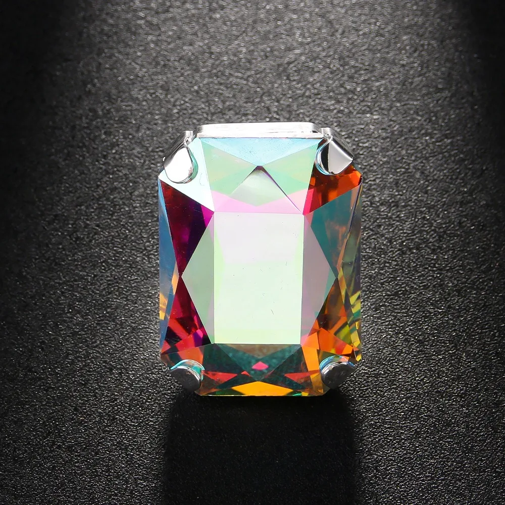 Rectangle Shape Rectangle Rhinestone Ring Adjustable Size Large Size Adjustable Crystal Ring Exaggerated Giant