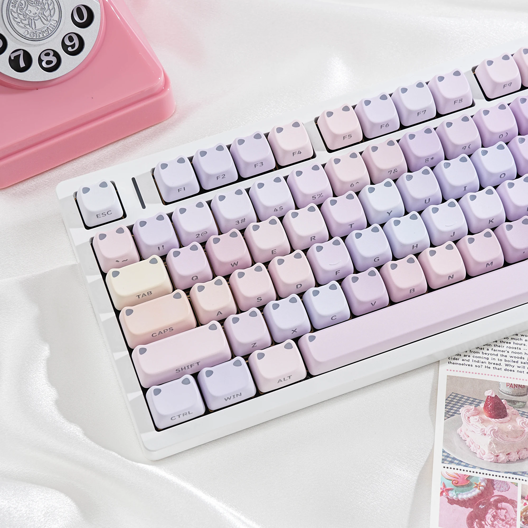 116 Keys Cat Keycaps JCM 5 Side-lighted Pbt Material South-facing For Mechanical Keyboard Black Purple Water Pink Kitten