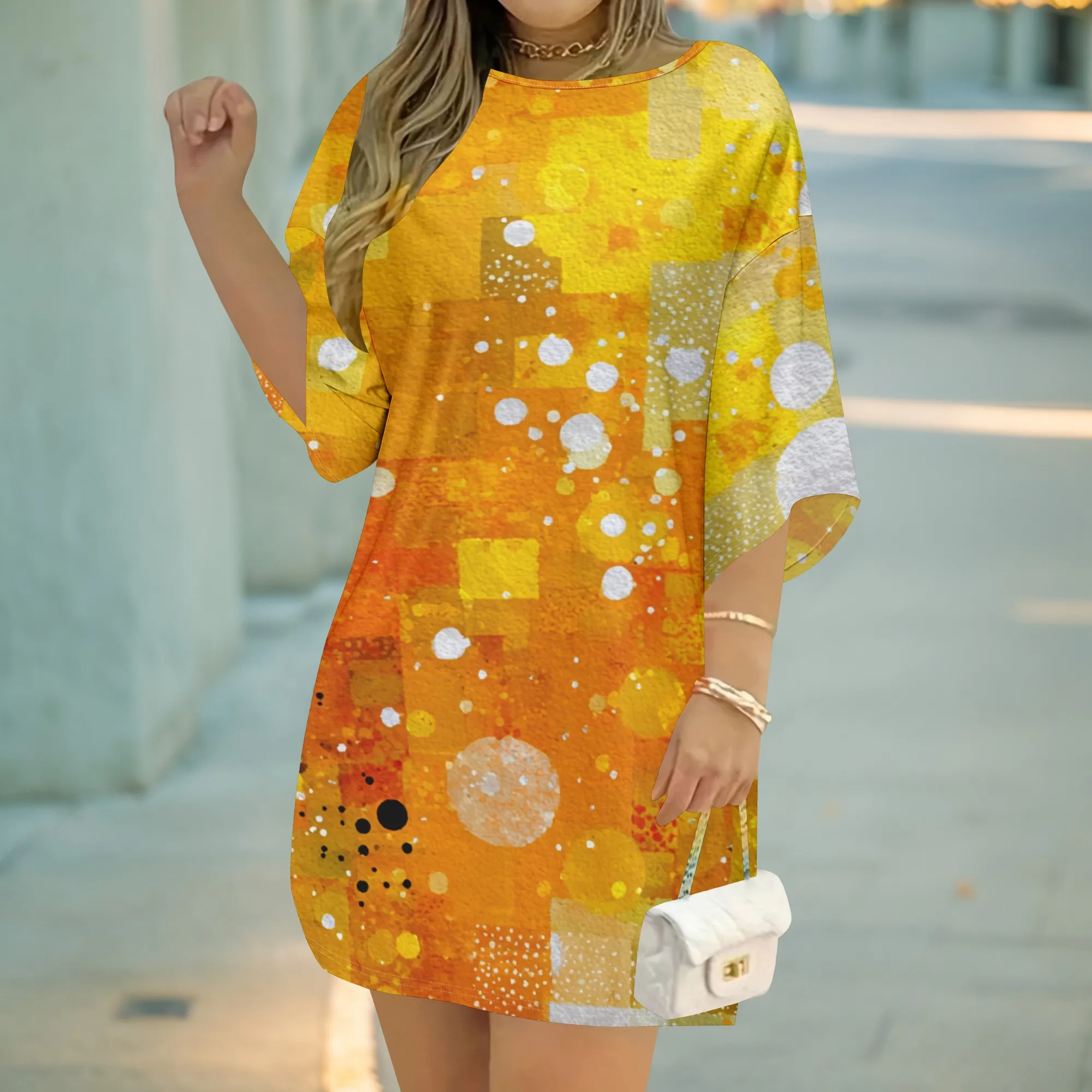 

Women's Abstract Print Mini Dress Casual Boho Loose Fit Dress for Summer Holiday Vacation Wear XS-3XL