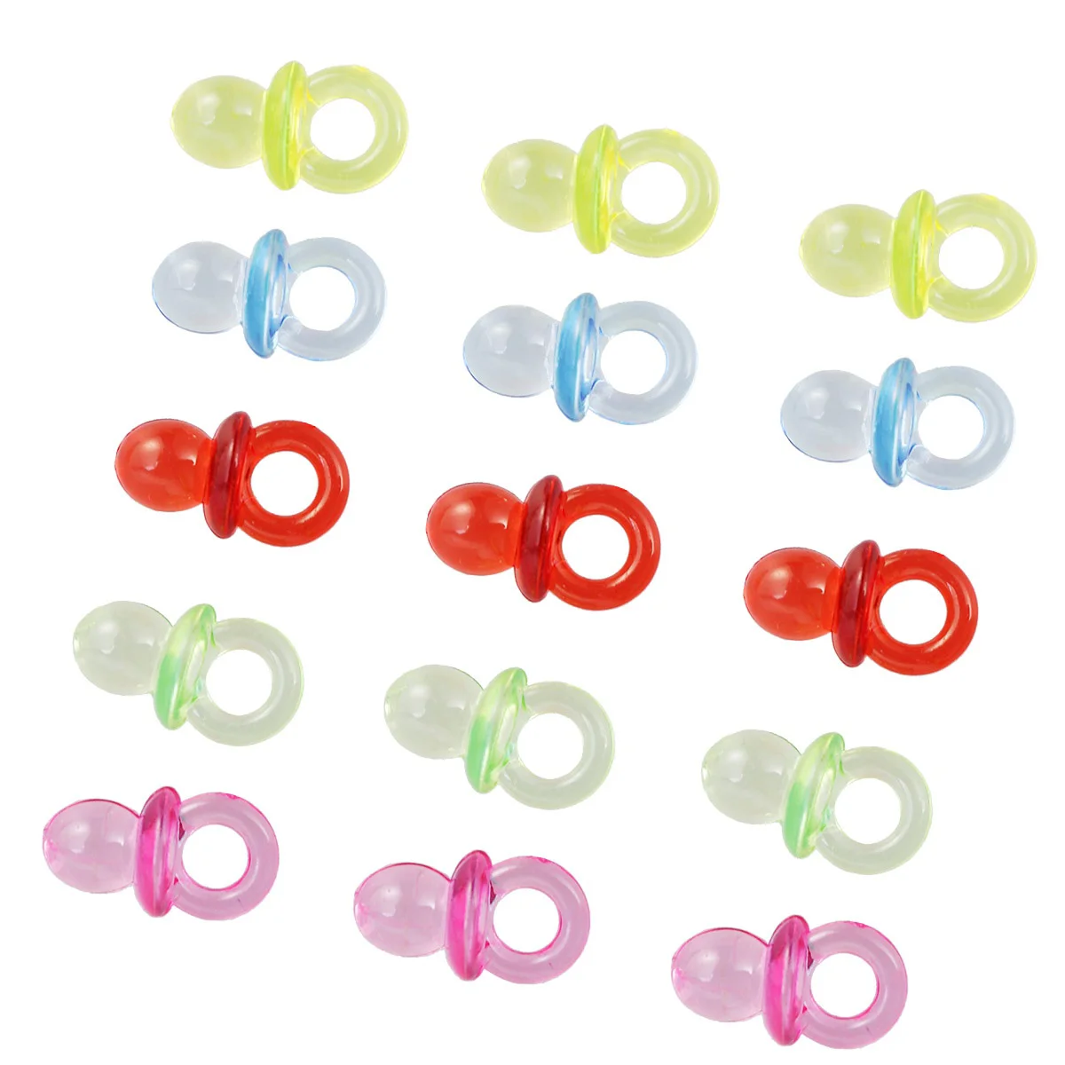 50 Pcs Mixed Acrylic Plastic Small Baby Pacifiers for Baby Shower Decorations Table Scatter Party Favors Games