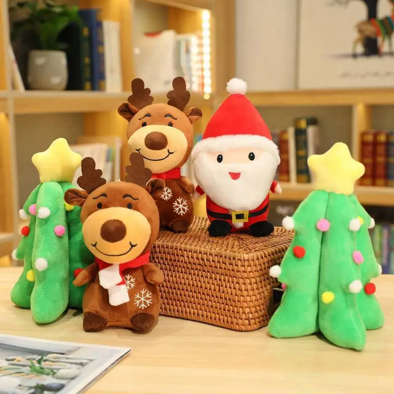 Stuffed Animals Plush Santa Claus Plush Toys Kawaii Reindeer Toy Christmas Eve Christmas Soft and Comfortable Gift for Friend