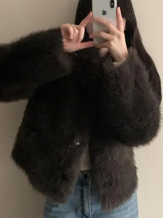 Koreaanse Sle Vintage harige damesbovenkleding Warme kunstbontjas Winter Nieuwe Sle High-End Sensation Age-Defng Top