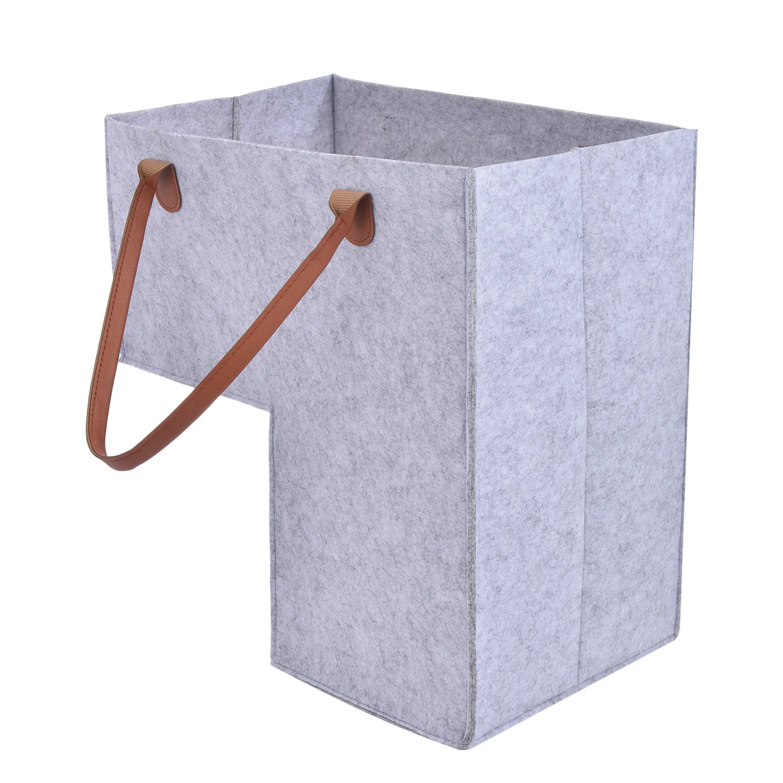 

L-Shape Stair Basket With Handles For Home Office Decor Clothes Toys Storage Organizer Box With Leather Handles Storage Baskets