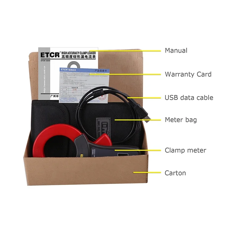 0.00Ma~1200A Small Current Usb Interface Measurement Digital Clamp Leakage Current Device ETCR-6800