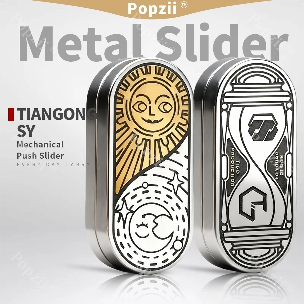 TIANGONG＆SY Heaven's Palace Mechanical Push Slider Stainless Steel Fidgeting toy Rotates Left and Right 360° Anxiety Toys