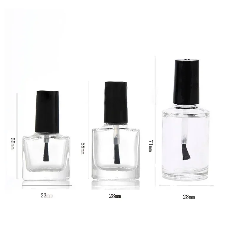 5 個 5 ミリリットル/10 ミリリットル/15 ミリリットル空のミニガラスマニキュアボトルブラシキャップ付きミニ詰め替えガラス容器化粧品ネイルアート