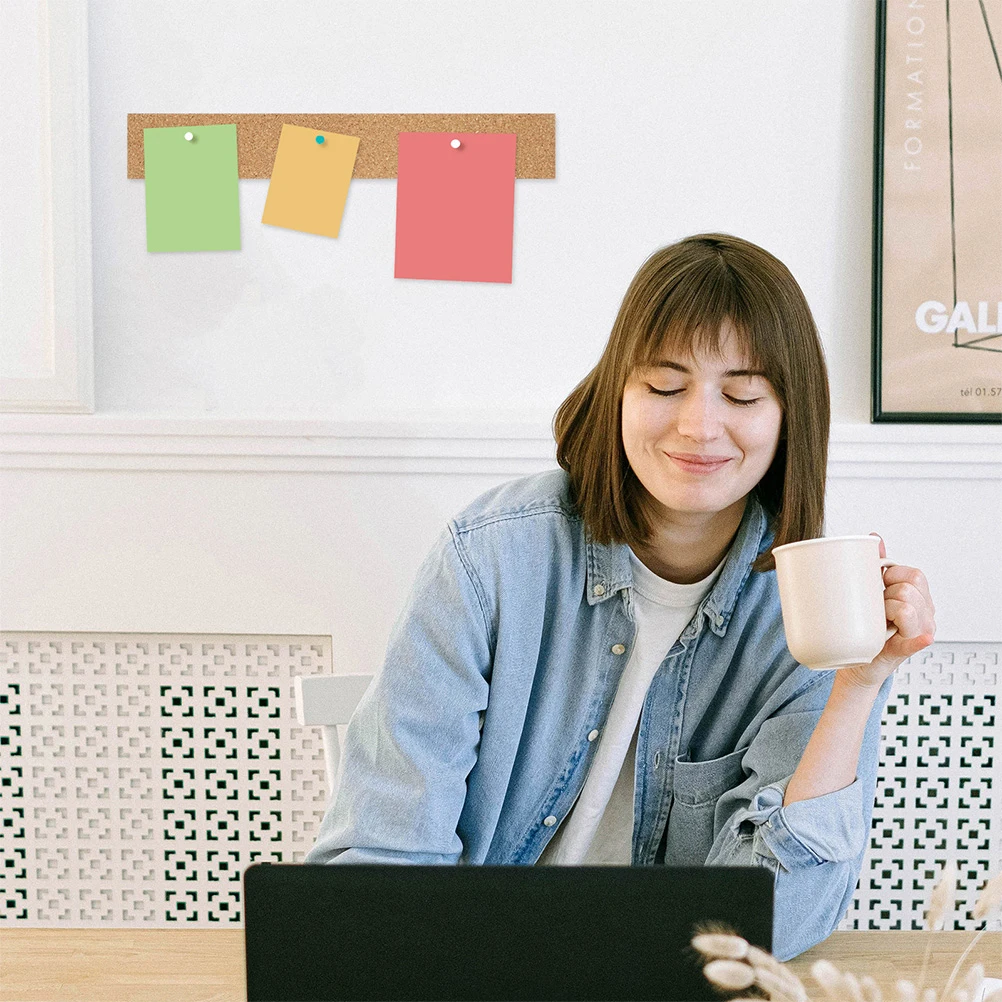 

5pcs Adhesive Bulletin Bars Self-Adhesive Natural Frameless Memo Board Office Home Bulletin Wall Board Strips For Walls Thick