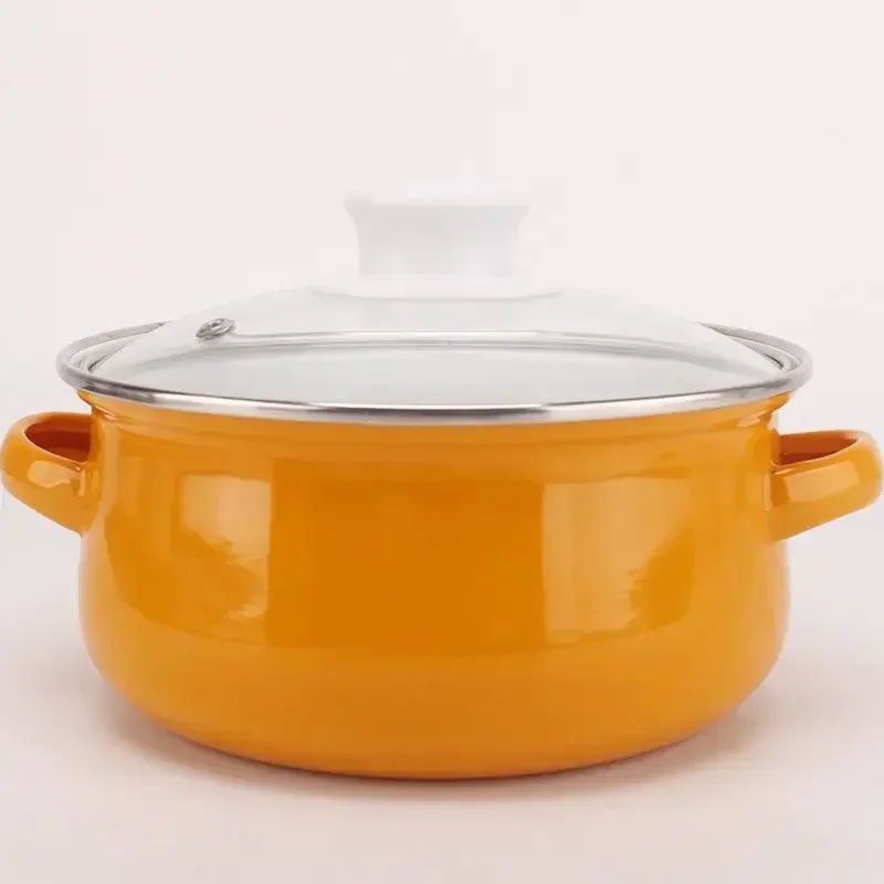 Nonstick Soup Pot Enamel Cooking Hot Pot Thick Bottom Stock Pot Handle Ramen Noodles Gas Cooker Kitchen Cookware