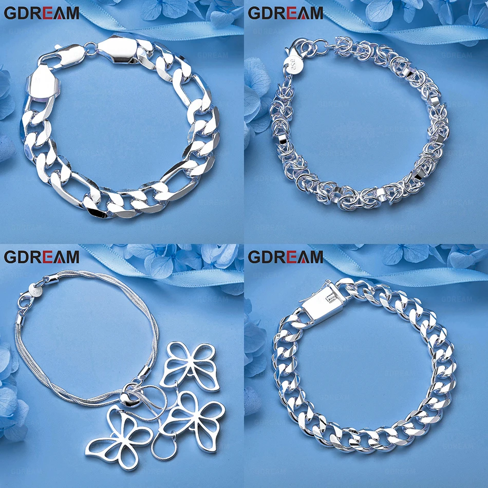 

GDREAM 925 Sterling Silver Braided Multi-Ring Shrimp Clasp Bracelet Charm Fashion Women'S Party Engagement Jewelry