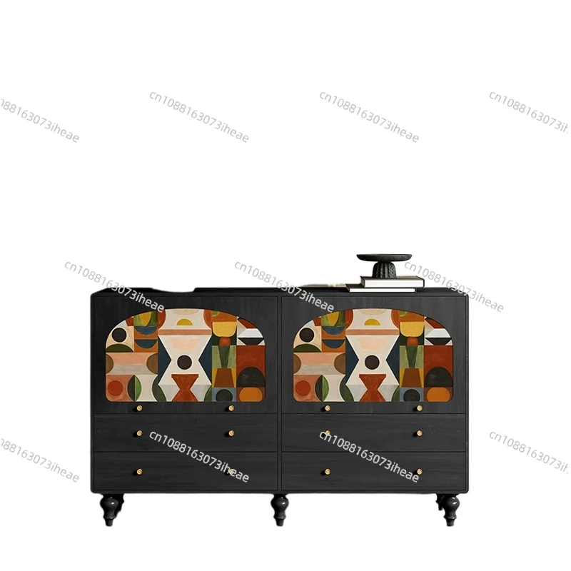 

Vintage Art Abstract Solid Wood Combination Chest of Drawers Home Living Room Sideboard