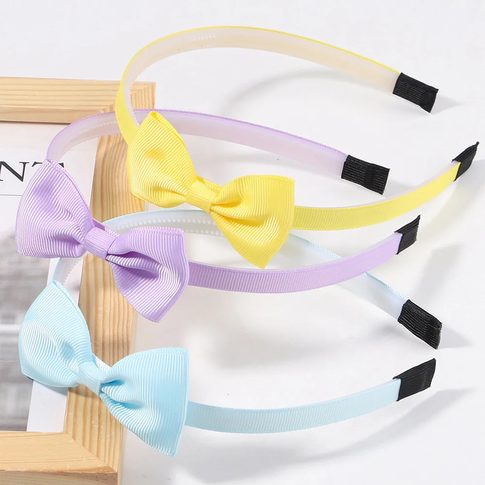 

10Pcs/set Solid Color Headband Ribbon Handmade Hair Bows Hair Bands for Girls Cute Children Kids Baby Hair Accessories Gifts