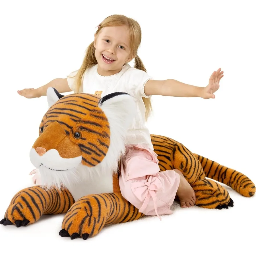 

MaoGoLan Giant Tiger Stuffed Animal 46 Realistic Soft Fluffy Plush Toy in Orange for Christmas Baby Shower Birthday Gift