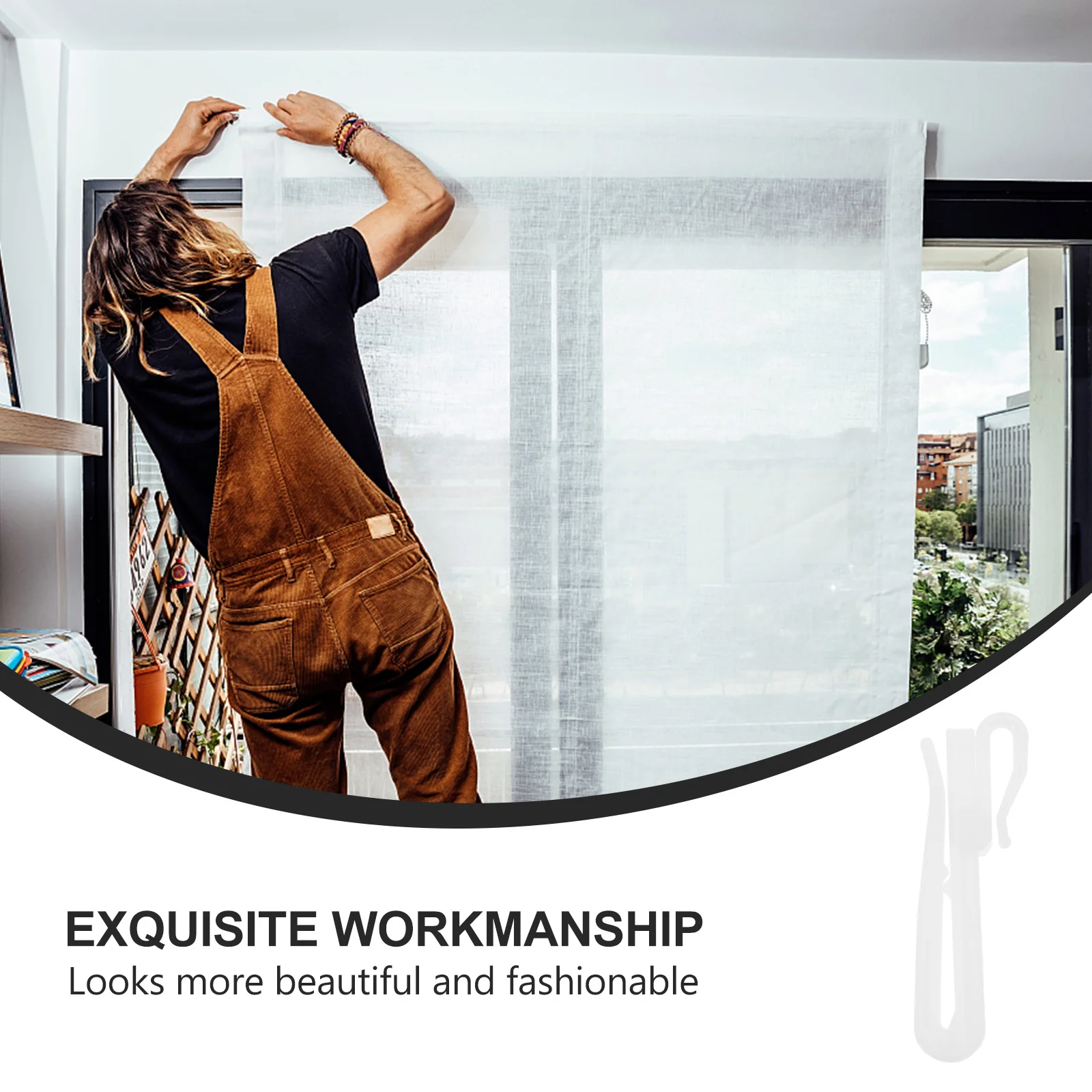 

300Pcs Window Curtain Hooks Plastic Adjustable Curtain Holder Lightweight Wear-Resistant Ideal for Kitchen Office Bedroom