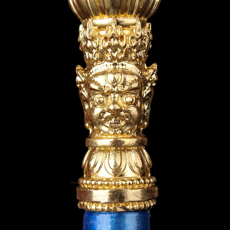 Blue Tibetan Bell Tantric Instrument Nepalese Handmade Bronze Five-cobalt Bell Rattle Dao Bell Five-strand Vajra Bell and Pestle