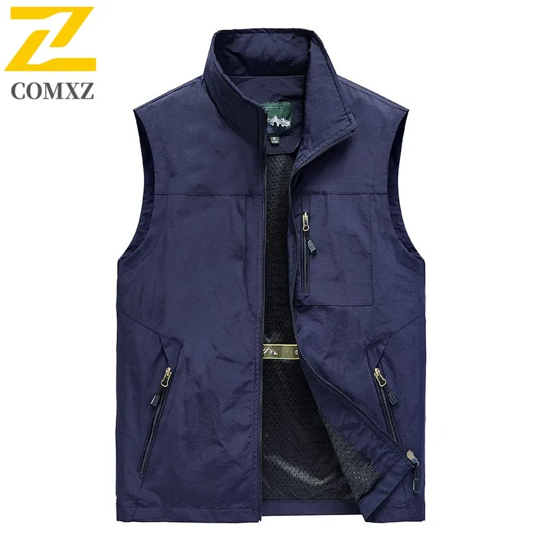 

COMXZ Mens Outdoor Sports Vest Summer Thin Plus Size Multi Pocket Sleeveless Spring Autumn Quick Dry lightweight Waistcoat