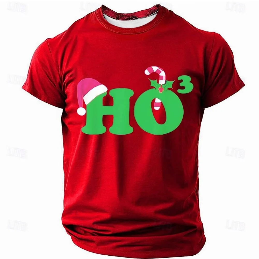 

Christmas Men's Santa Claus HO letter Short Sleeve T shirt Crew Neck Shirt Daily Designer Vacation Party All Seasons Clothing